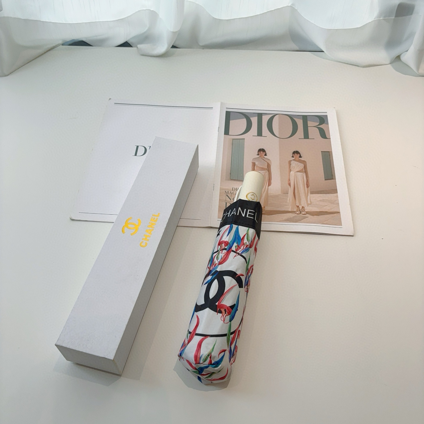  CHANEL（香奈儿）三折自动折叠晴雨伞 选用台湾进口UV防紫外线伞布 原单代工级品质 