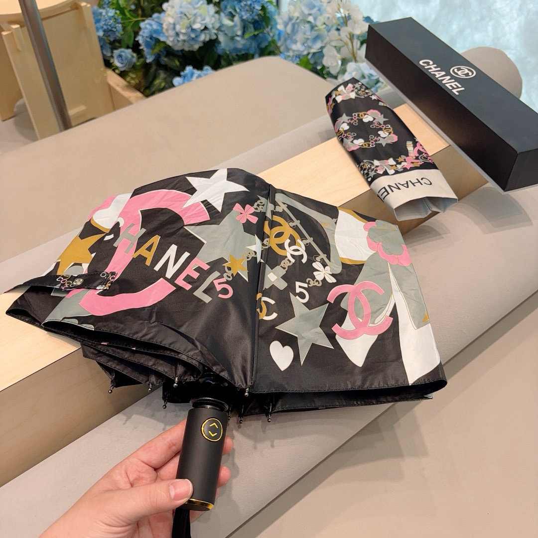  CHANEL（香奈儿）三折自动折叠晴雨伞 选用台湾进口UV防紫外线伞布 原单代工级品质 