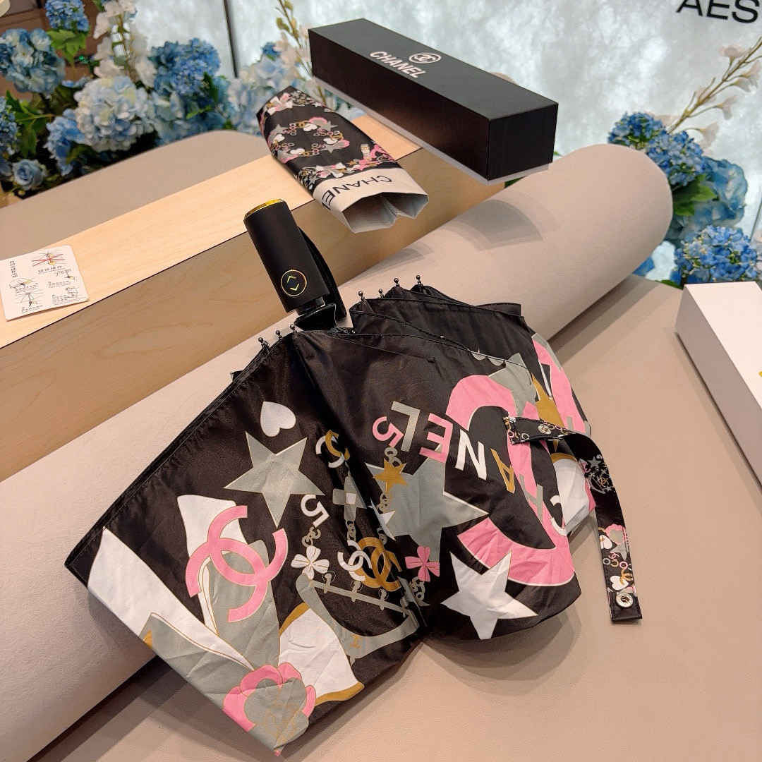  CHANEL（香奈儿）三折自动折叠晴雨伞 选用台湾进口UV防紫外线伞布 原单代工级品质 