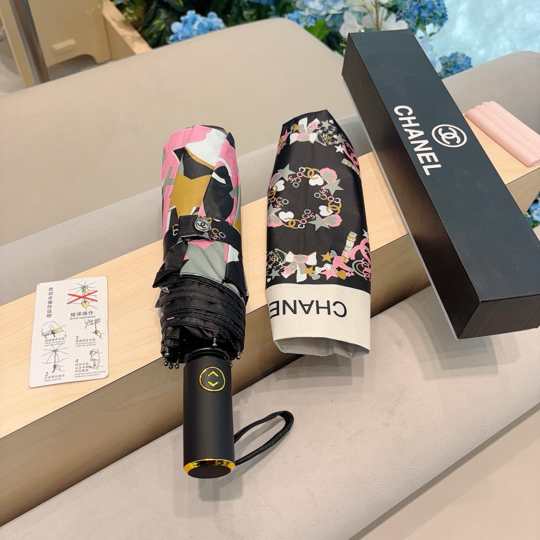  CHANEL（香奈儿）三折自动折叠晴雨伞 选用台湾进口UV防紫外线伞布 原单代工级品质 