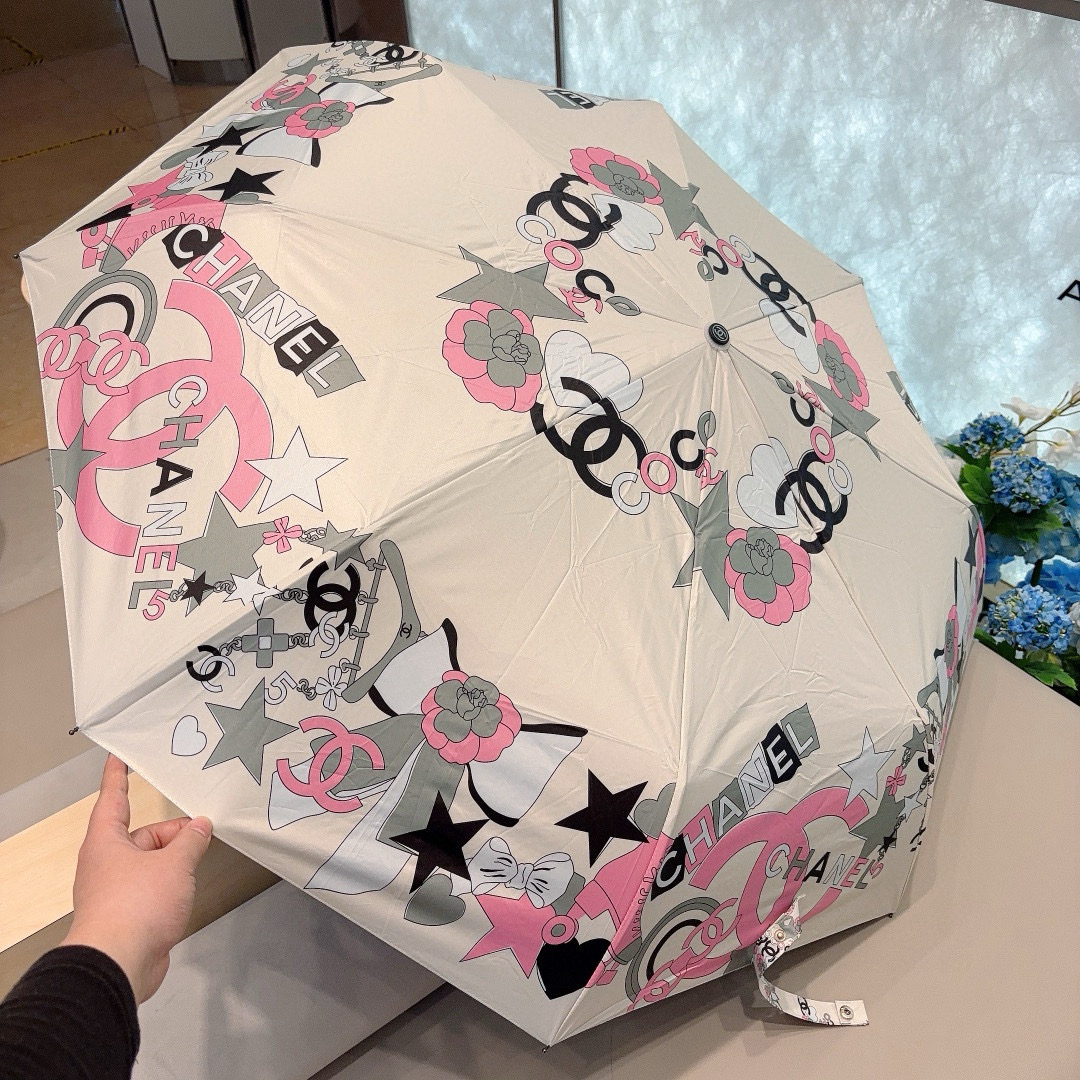  CHANEL（香奈儿）三折自动折叠晴雨伞 选用台湾进口UV防紫外线伞布 原单代工级品质 