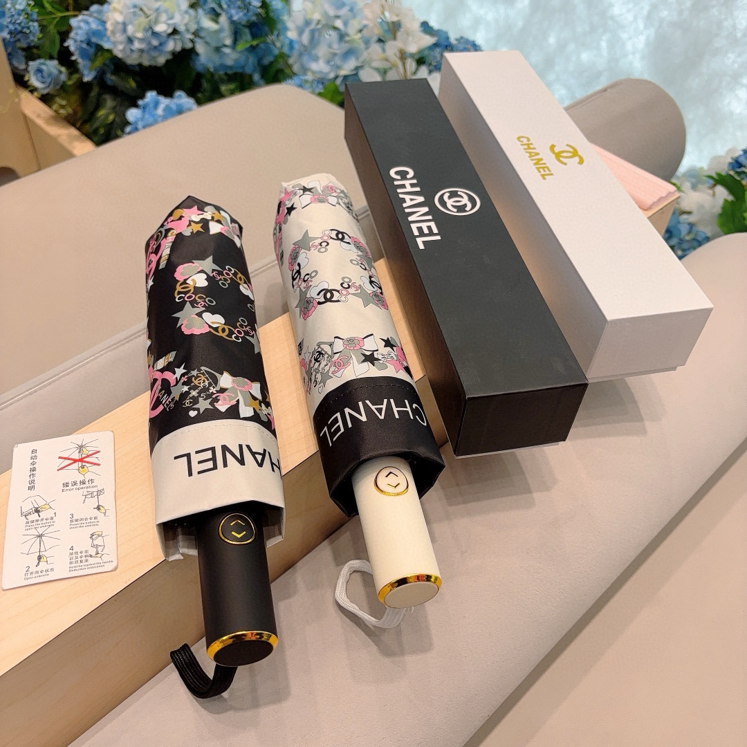  CHANEL（香奈儿）三折自动折叠晴雨伞 选用台湾进口UV防紫外线伞布 原单代工级品质 