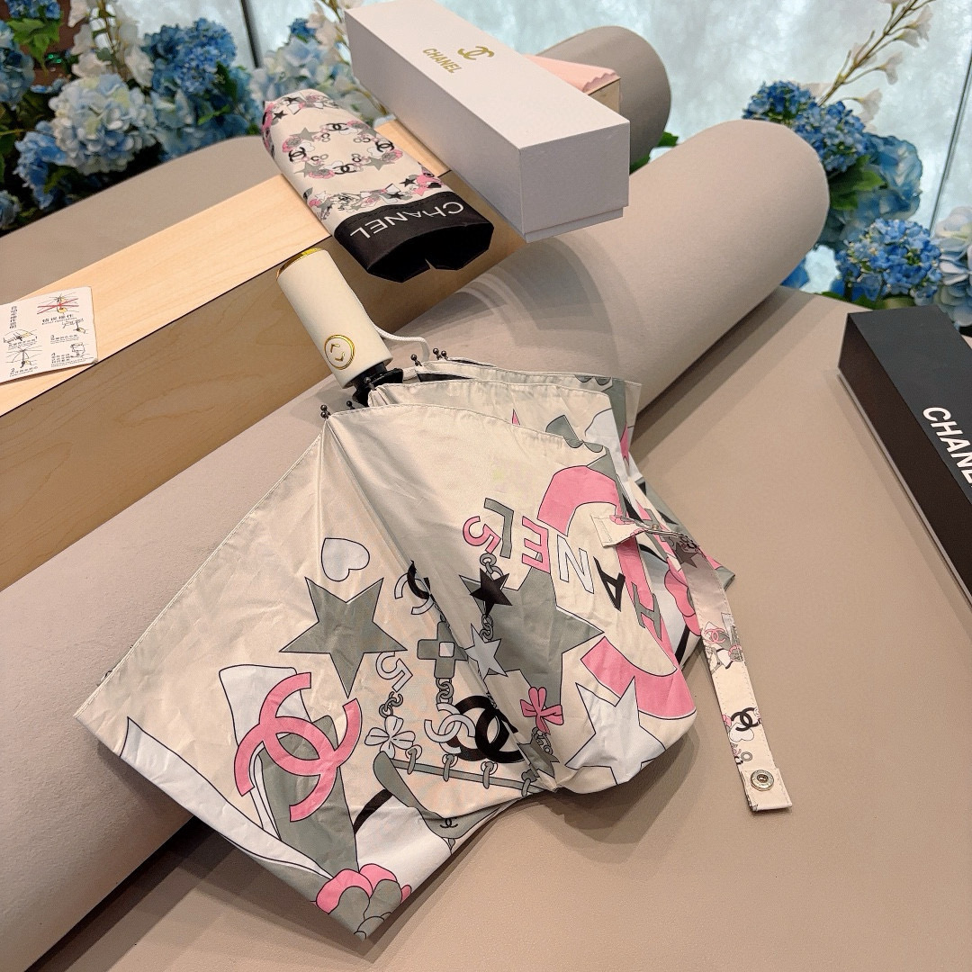  CHANEL（香奈儿）三折自动折叠晴雨伞 选用台湾进口UV防紫外线伞布 原单代工级品质 