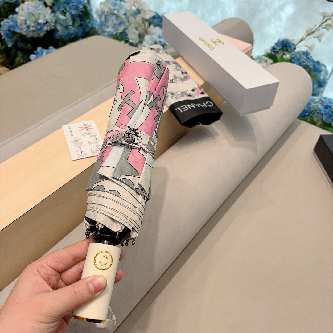  CHANEL（香奈儿）三折自动折叠晴雨伞 选用台湾进口UV防紫外线伞布 原单代工级品质 