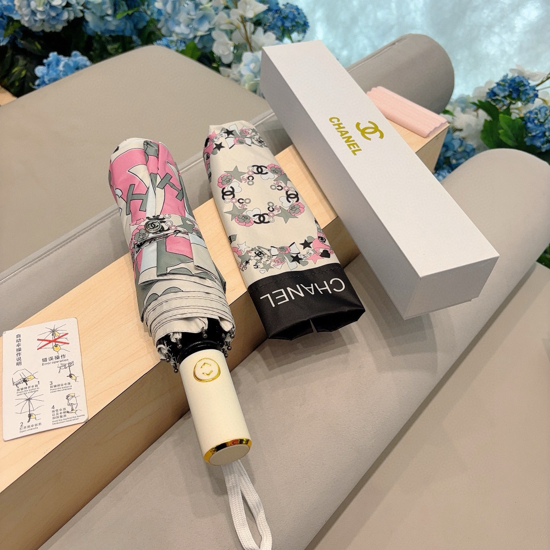  CHANEL（香奈儿）三折自动折叠晴雨伞 选用台湾进口UV防紫外线伞布 原单代工级品质 