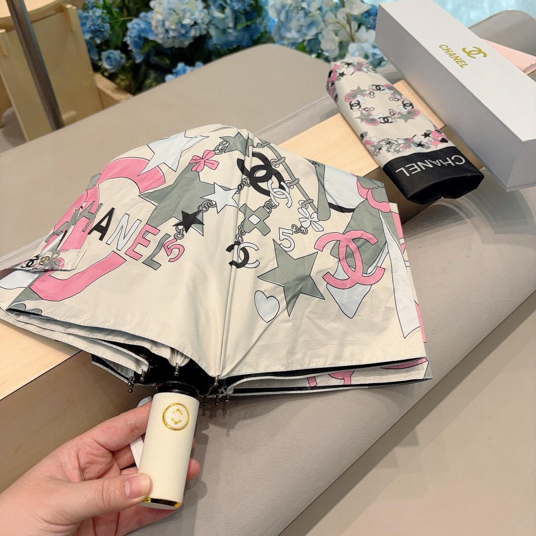  CHANEL（香奈儿）三折自动折叠晴雨伞 选用台湾进口UV防紫外线伞布 原单代工级品质 