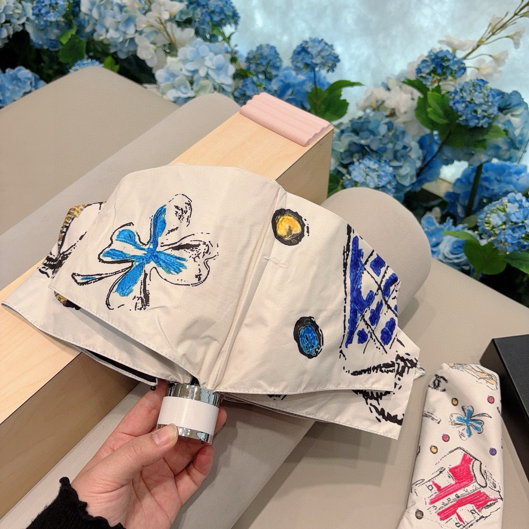  CHANEL（香奈儿）五折手动折叠晴雨伞 选用台 湾进口UV防紫外线伞布 原单代工级品质  🌹2色