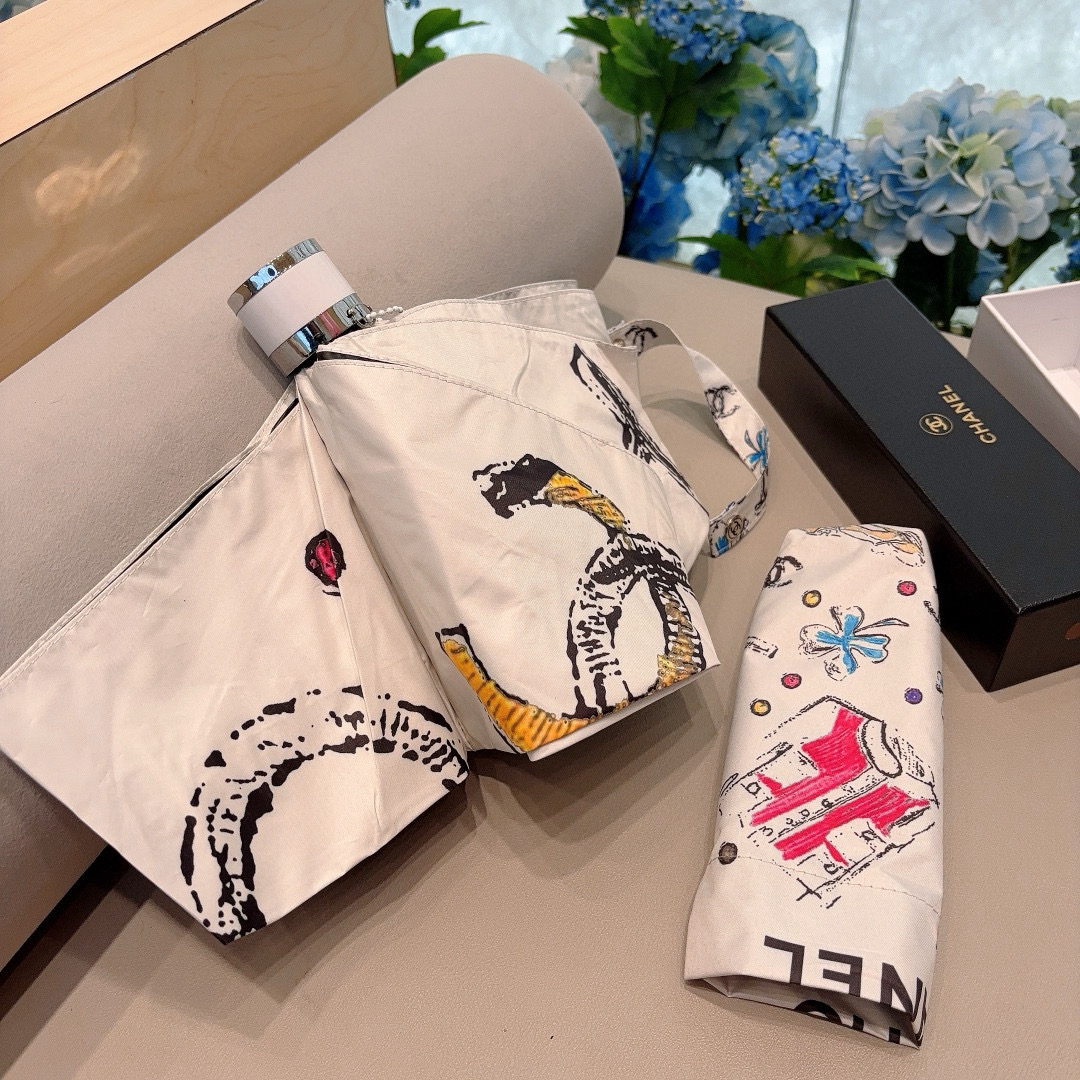  CHANEL（香奈儿）五折手动折叠晴雨伞 选用台 湾进口UV防紫外线伞布 原单代工级品质  🌹2色