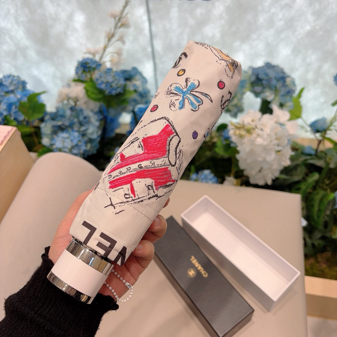  CHANEL（香奈儿）五折手动折叠晴雨伞 选用台 湾进口UV防紫外线伞布 原单代工级品质  🌹2色