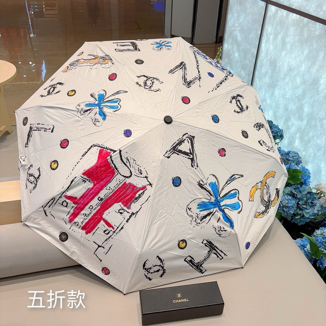  CHANEL（香奈儿）五折手动折叠晴雨伞 选用台 湾进口UV防紫外线伞布 原单代工级品质  🌹2色