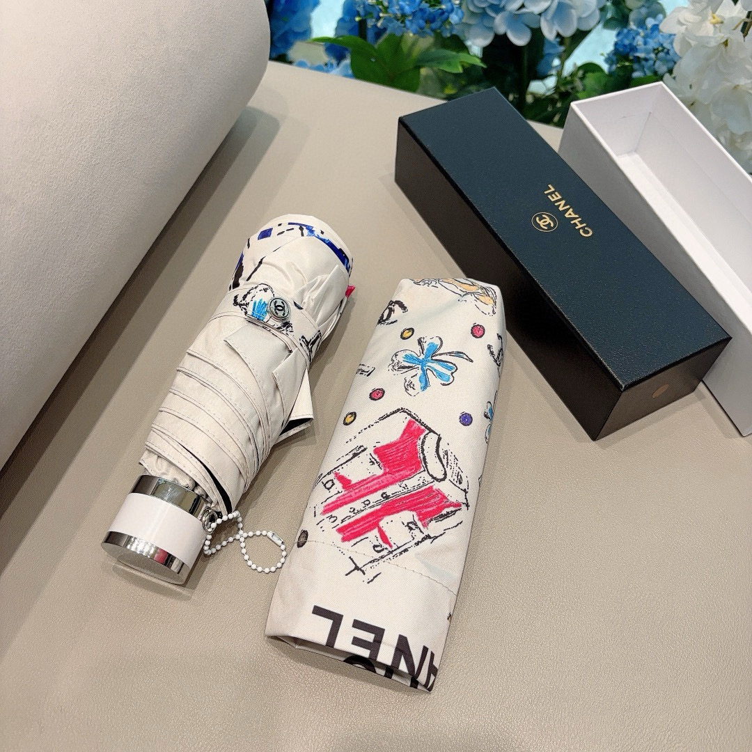  CHANEL（香奈儿）五折手动折叠晴雨伞 选用台 湾进口UV防紫外线伞布 原单代工级品质  🌹2色