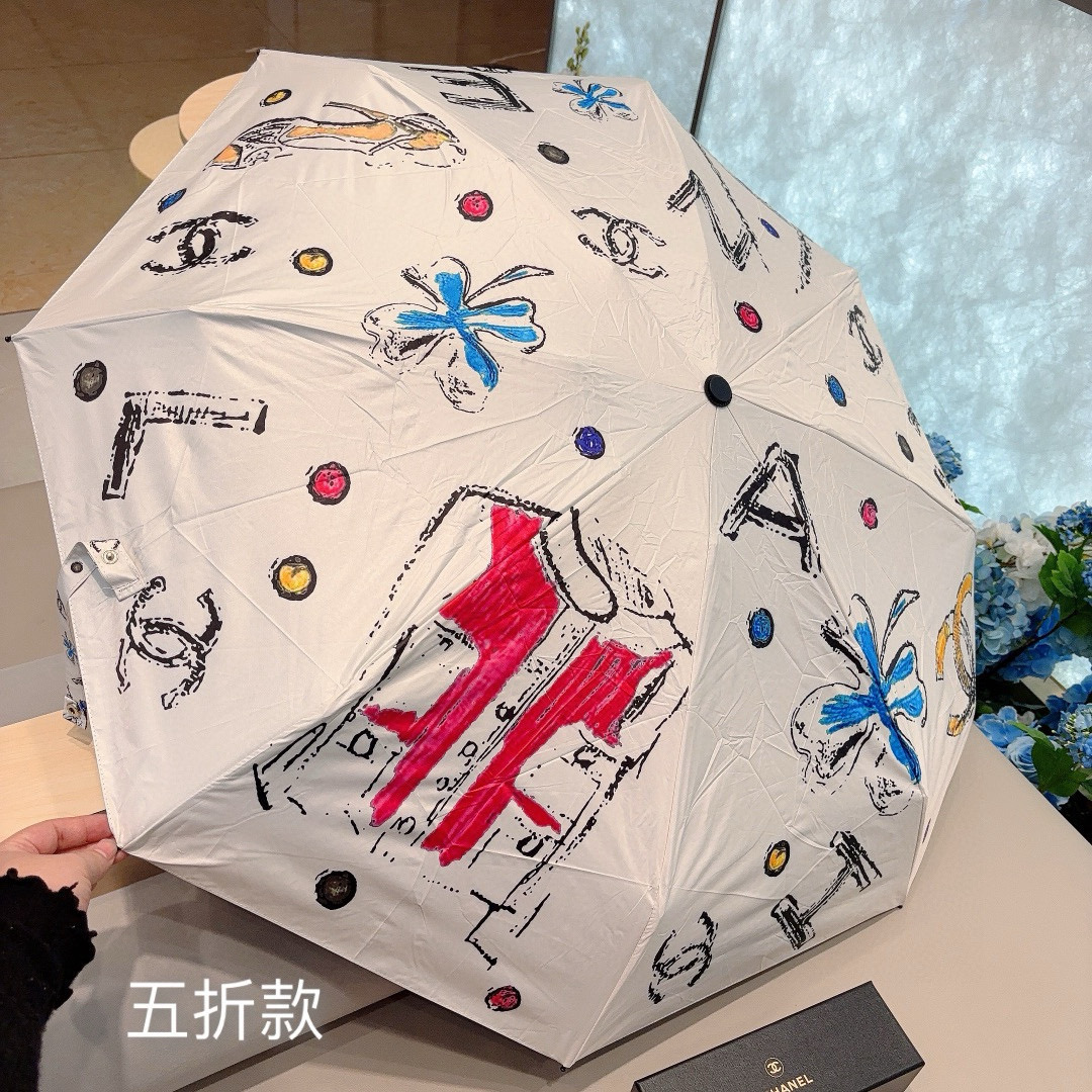  CHANEL（香奈儿）五折手动折叠晴雨伞 选用台 湾进口UV防紫外线伞布 原单代工级品质  🌹2色