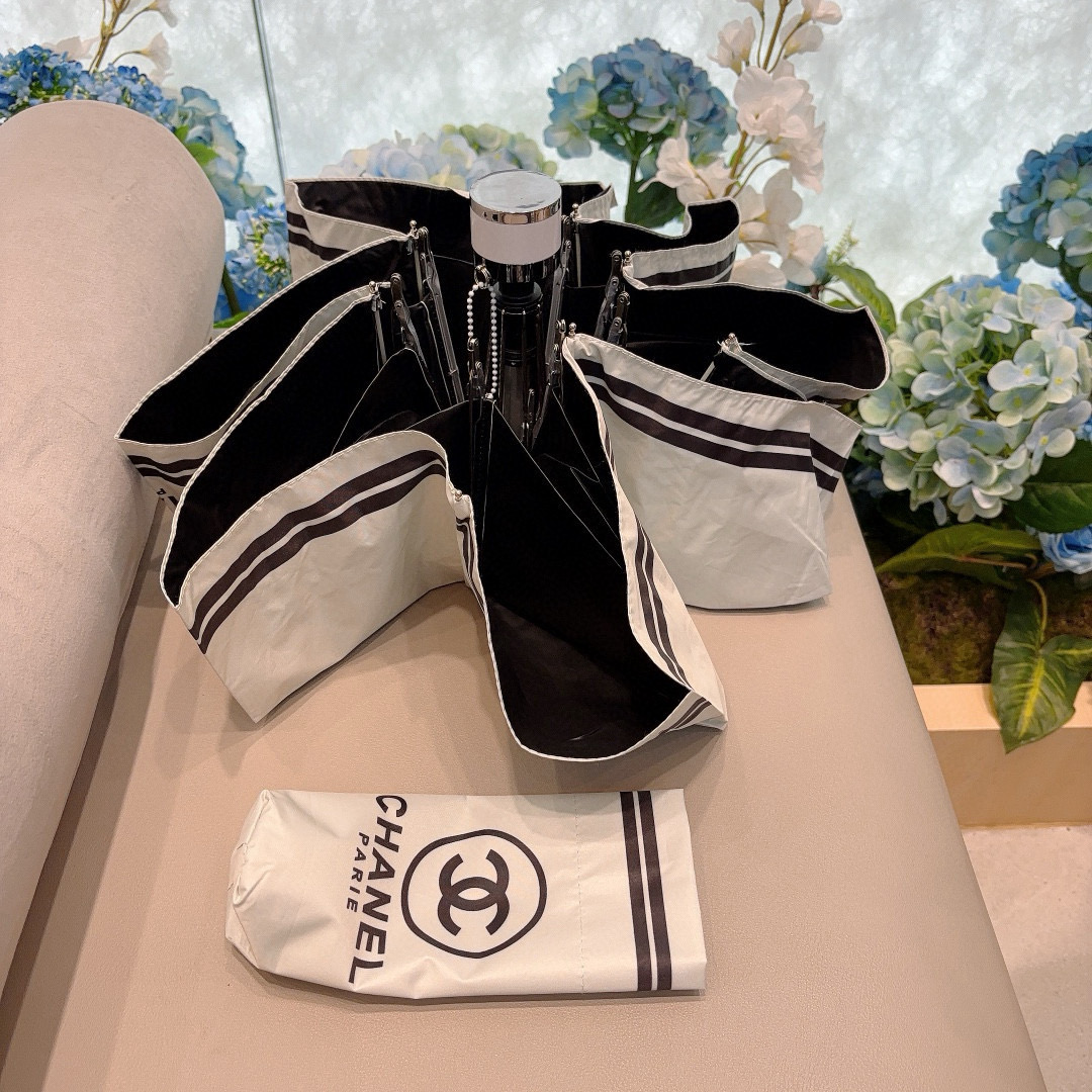 CHANEL（香奈儿）五折手动折叠晴雨伞 选用台湾进口UV防紫外线伞布 原单代工级品质  🌹2色