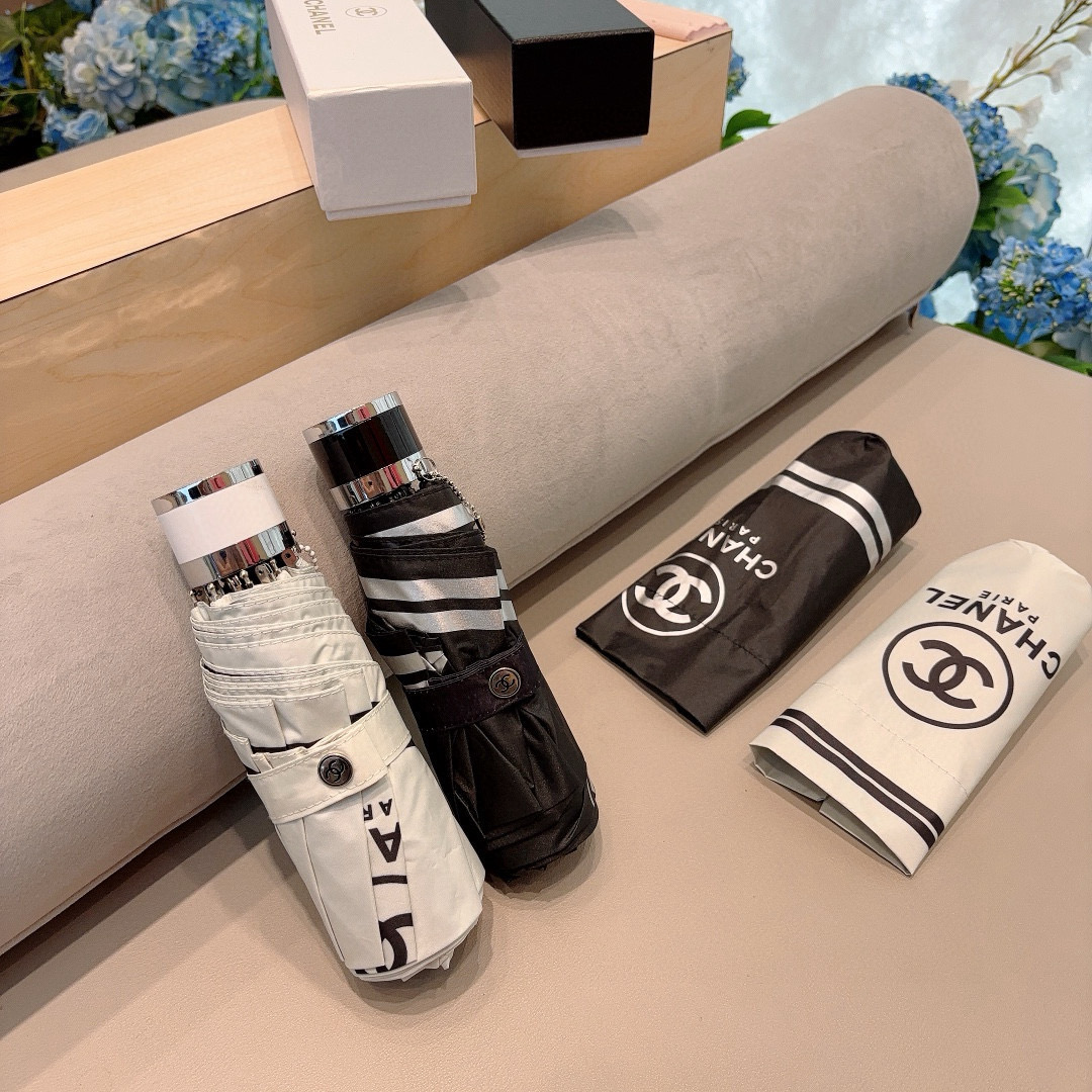 CHANEL（香奈儿）五折手动折叠晴雨伞 选用台湾进口UV防紫外线伞布 原单代工级品质  🌹2色