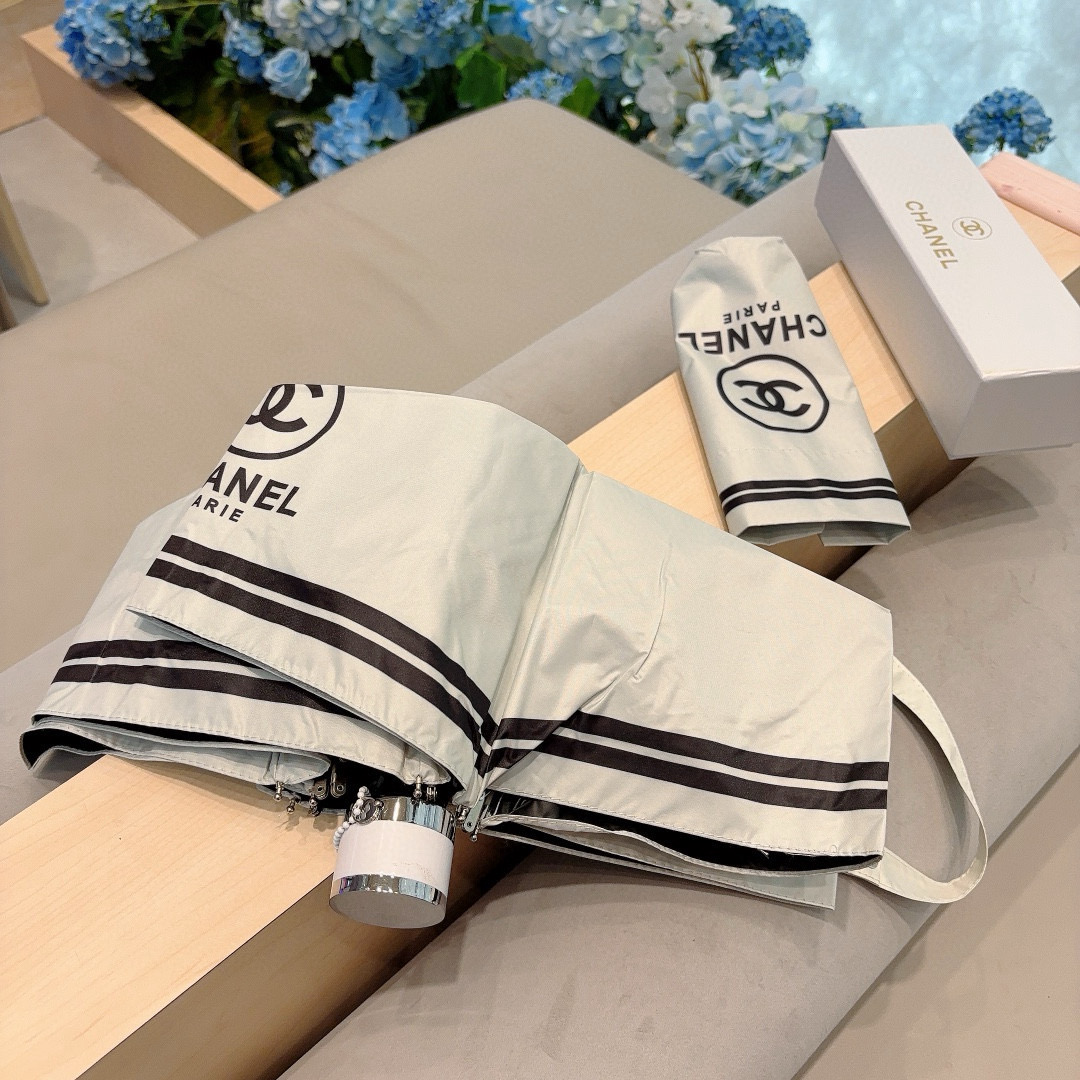 CHANEL（香奈儿）五折手动折叠晴雨伞 选用台湾进口UV防紫外线伞布 原单代工级品质  🌹2色