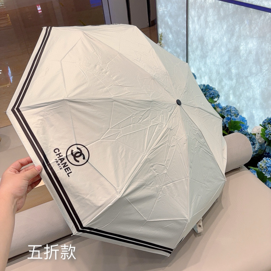 CHANEL（香奈儿）五折手动折叠晴雨伞 选用台湾进口UV防紫外线伞布 原单代工级品质  🌹2色
