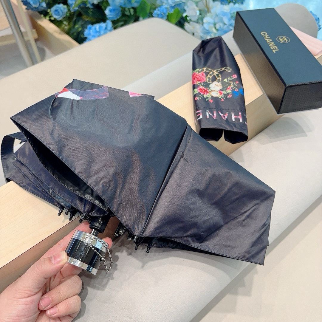 CHANEL（香奈儿）五折手动折叠晴雨伞 选用台湾进口UV防紫外线伞布 原单代工级品质  🌹2色