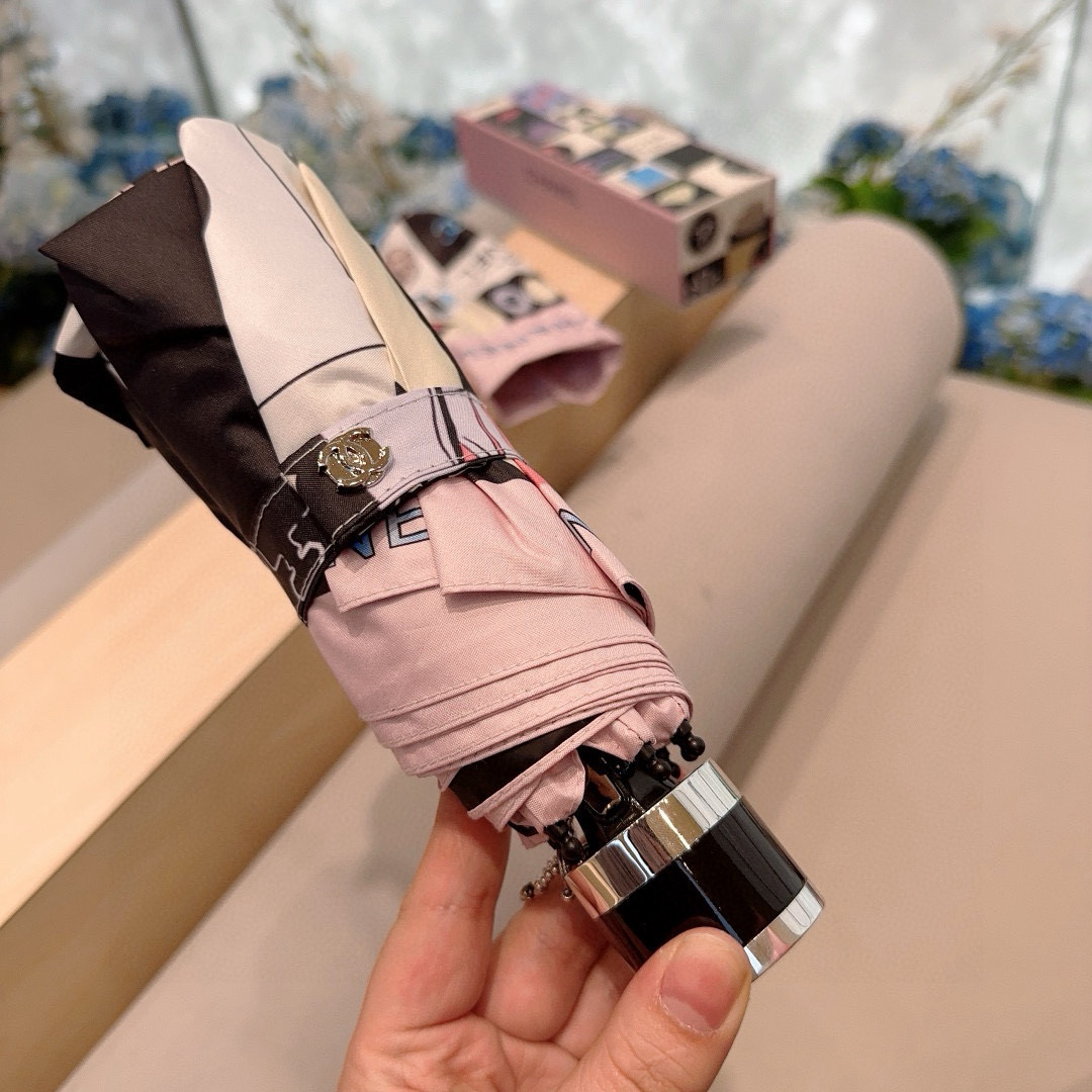 CHANEL（香奈儿）五折手动折叠晴雨伞 选用台湾进口UV防紫外线伞布 原单代工级品质  🌹2色