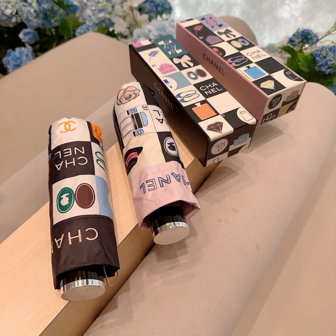 CHANEL（香奈儿）五折手动折叠晴雨伞 选用台湾进口UV防紫外线伞布 原单代工级品质  🌹2色