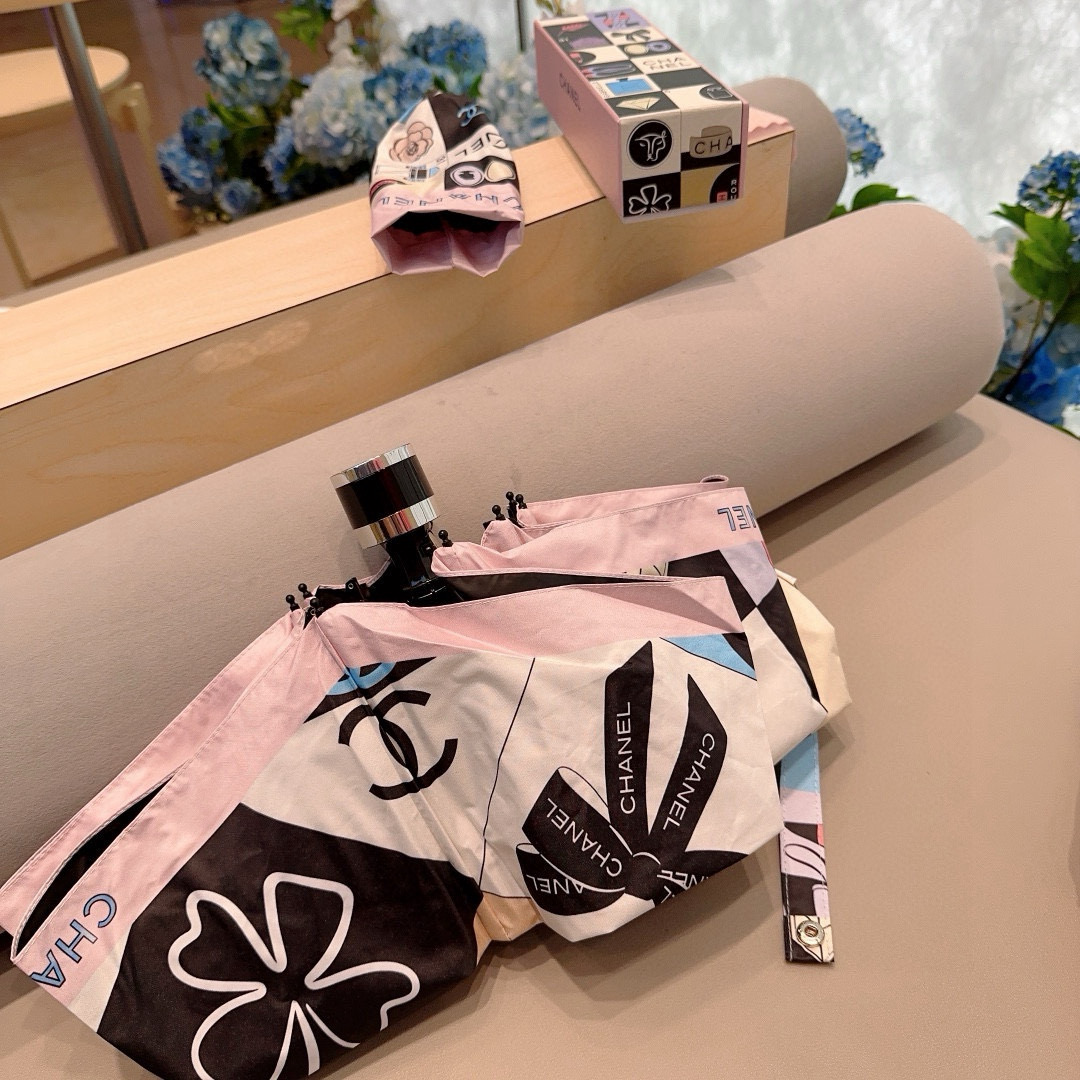 CHANEL（香奈儿）五折手动折叠晴雨伞 选用台湾进口UV防紫外线伞布 原单代工级品质  🌹2色