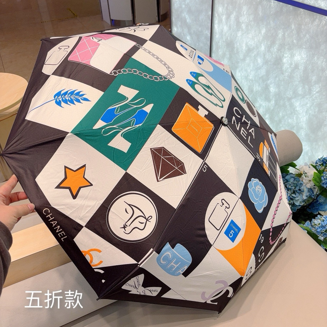 CHANEL（香奈儿）五折手动折叠晴雨伞 选用台湾进口UV防紫外线伞布 原单代工级品质  🌹2色