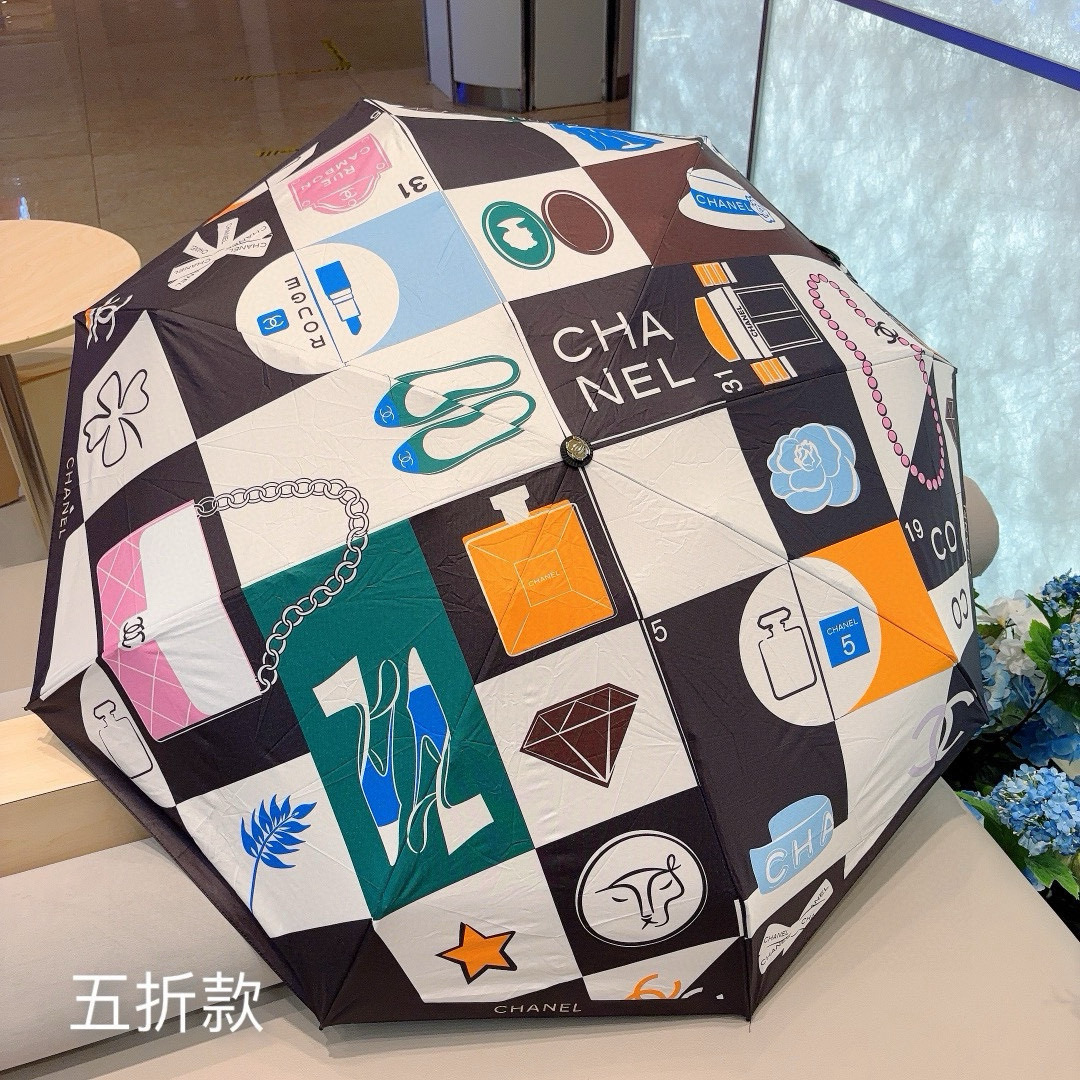 CHANEL（香奈儿）五折手动折叠晴雨伞 选用台湾进口UV防紫外线伞布 原单代工级品质  🌹2色