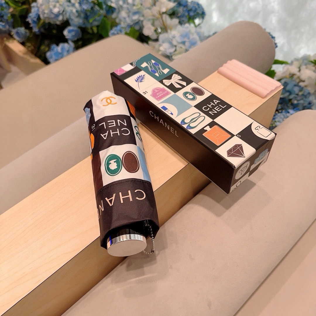 CHANEL（香奈儿）五折手动折叠晴雨伞 选用台湾进口UV防紫外线伞布 原单代工级品质  🌹2色