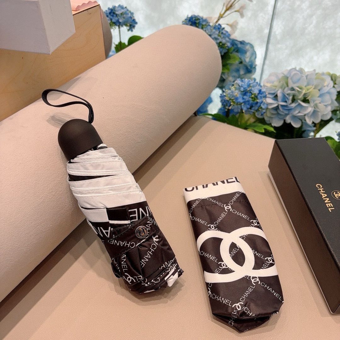 CHANEL（香奈儿）五折手动折叠晴雨伞 选用台湾进口UV防紫外线伞布 原单代工级品质  🌹2色