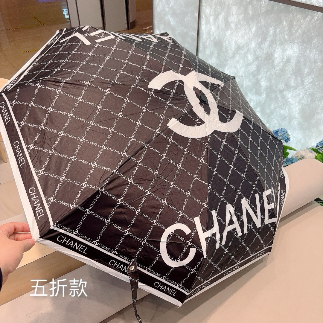 CHANEL（香奈儿）五折手动折叠晴雨伞 选用台湾进口UV防紫外线伞布 原单代工级品质  🌹2色