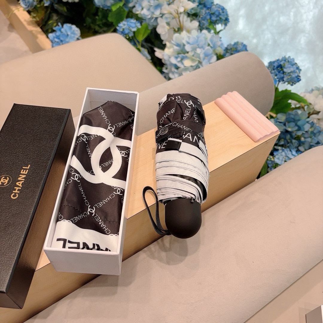 CHANEL（香奈儿）五折手动折叠晴雨伞 选用台湾进口UV防紫外线伞布 原单代工级品质  🌹2色