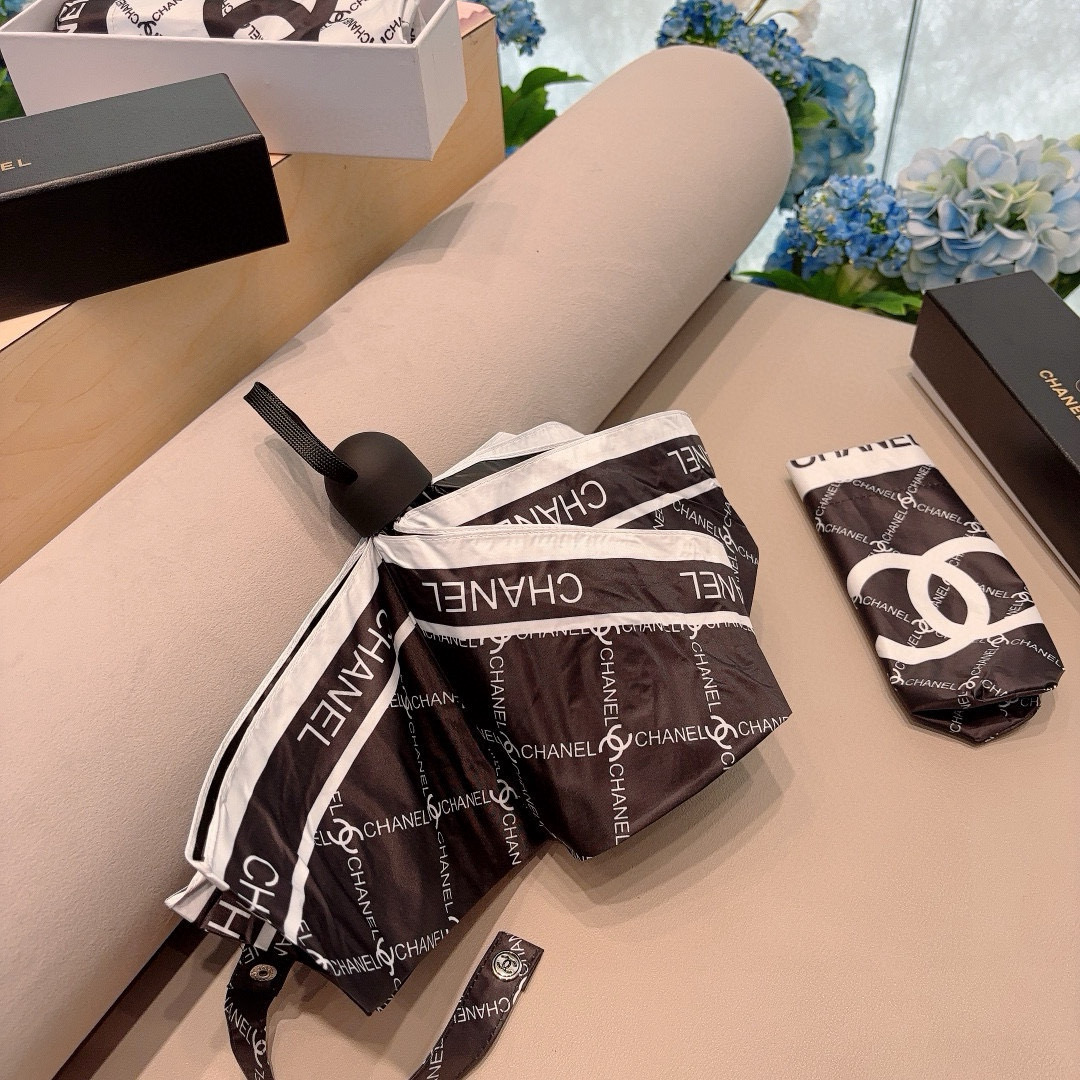 CHANEL（香奈儿）五折手动折叠晴雨伞 选用台湾进口UV防紫外线伞布 原单代工级品质  🌹2色