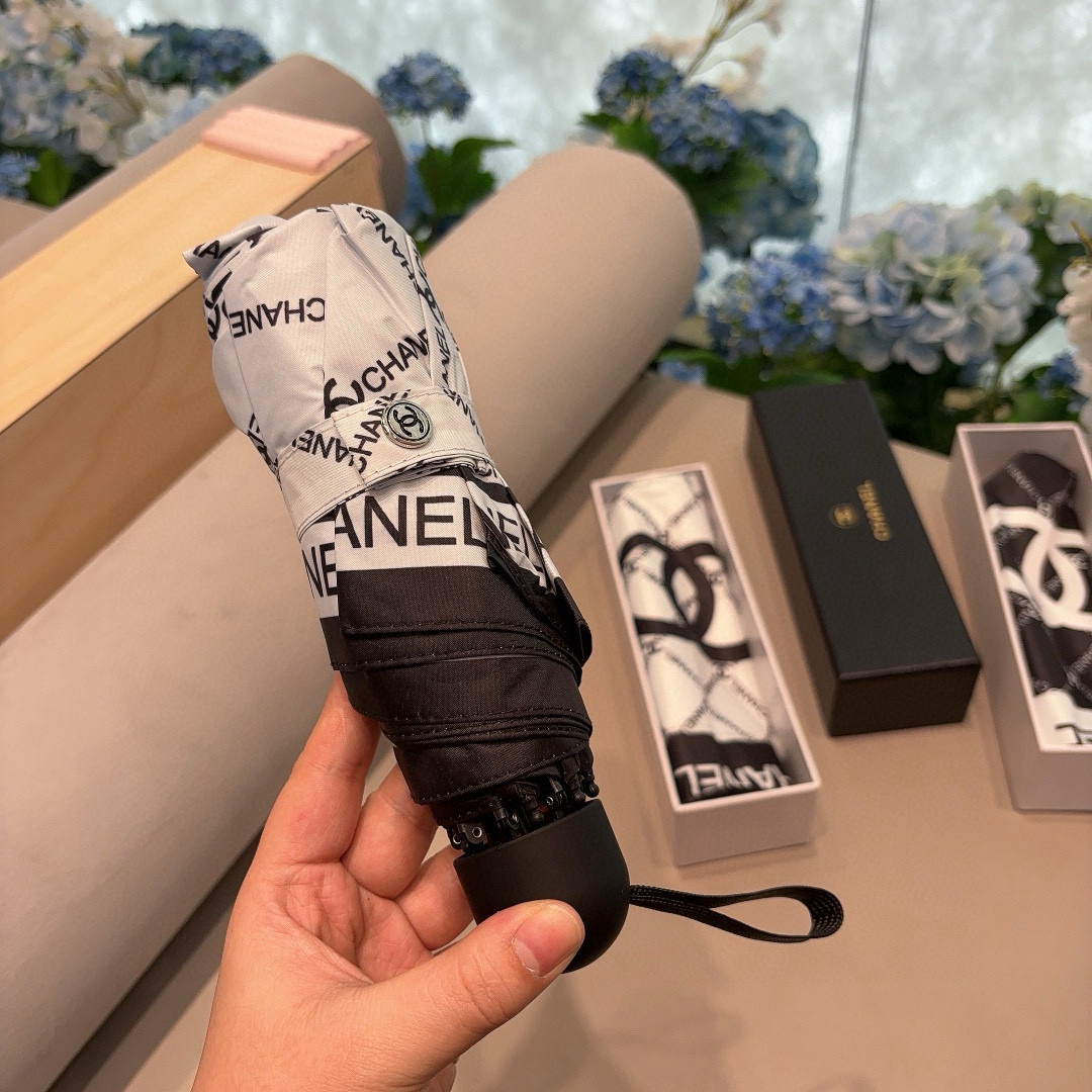 CHANEL（香奈儿）五折手动折叠晴雨伞 选用台湾进口UV防紫外线伞布 原单代工级品质  🌹2色