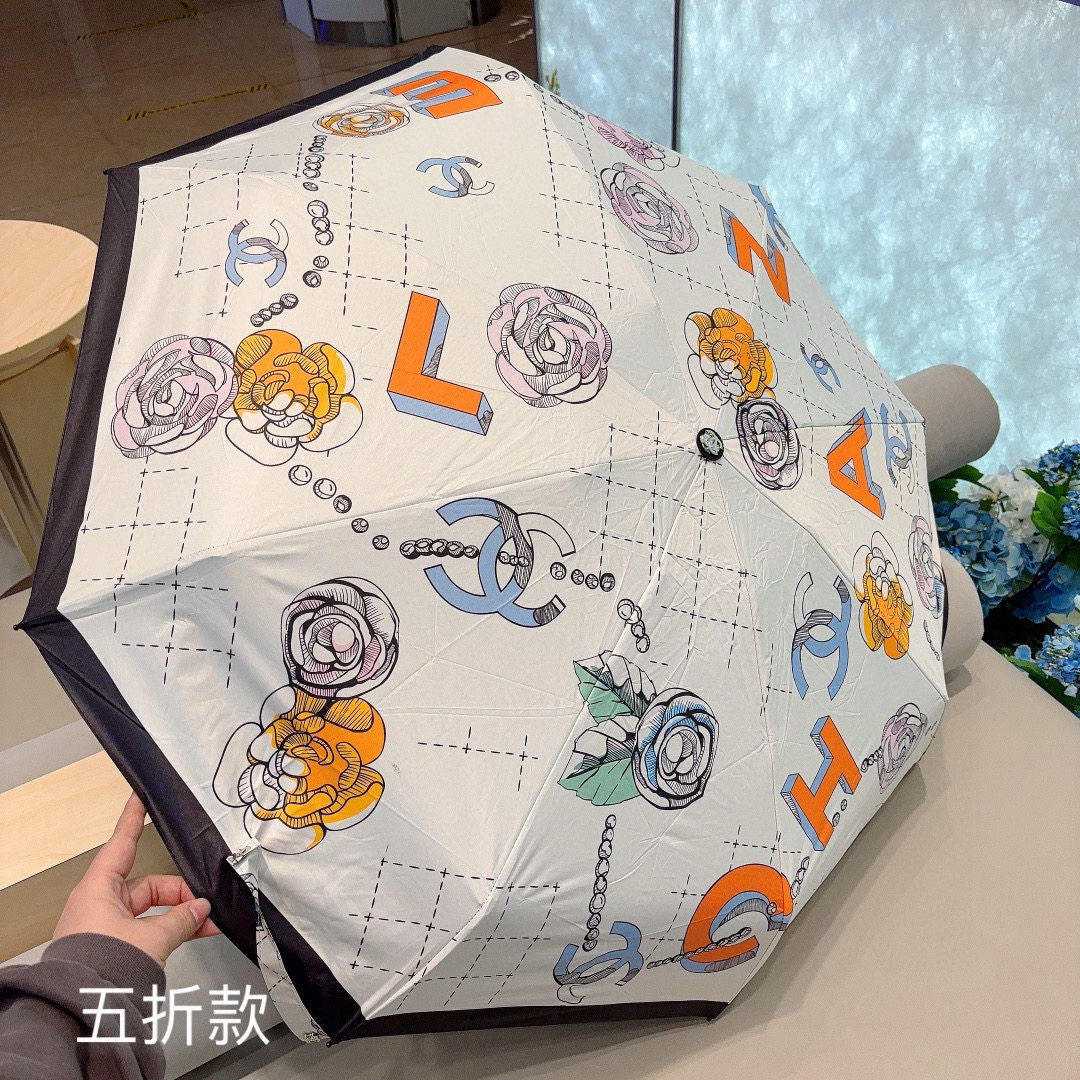  CHANEL（香奈儿）五折手动折叠晴雨伞 选用台湾进口UV防紫外线伞布 原单代工级品质  🌹3色