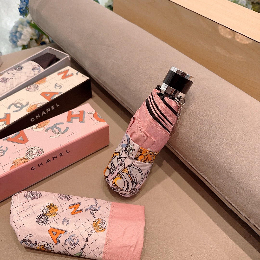  CHANEL（香奈儿）五折手动折叠晴雨伞 选用台湾进口UV防紫外线伞布 原单代工级品质  🌹3色