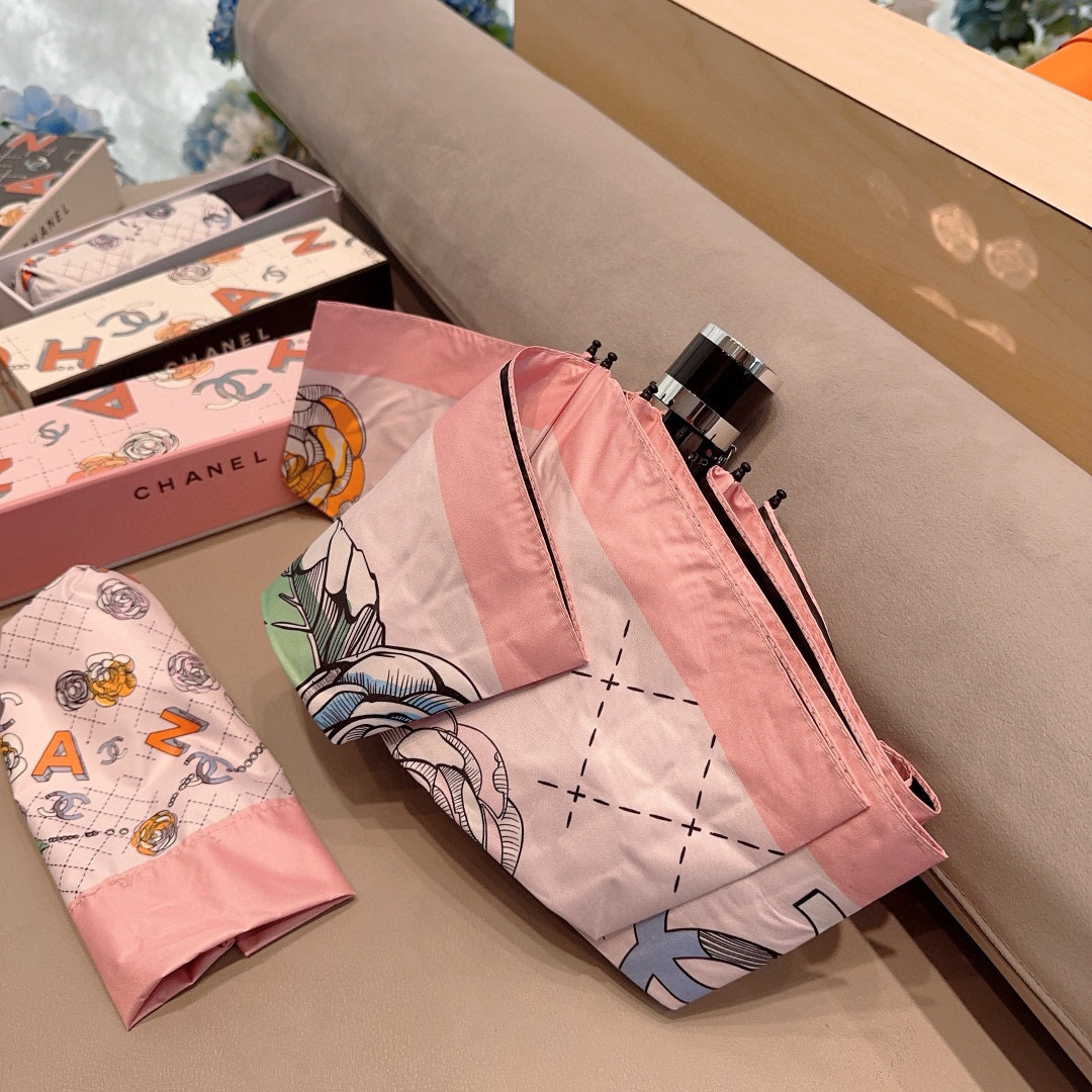  CHANEL（香奈儿）五折手动折叠晴雨伞 选用台湾进口UV防紫外线伞布 原单代工级品质  🌹3色