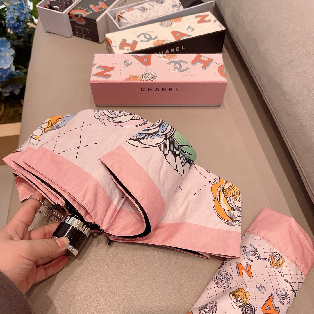  CHANEL（香奈儿）五折手动折叠晴雨伞 选用台湾进口UV防紫外线伞布 原单代工级品质  🌹3色