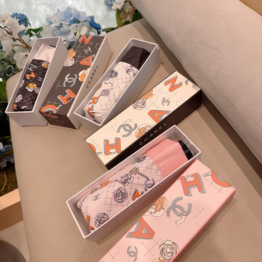  CHANEL（香奈儿）五折手动折叠晴雨伞 选用台湾进口UV防紫外线伞布 原单代工级品质  🌹3色