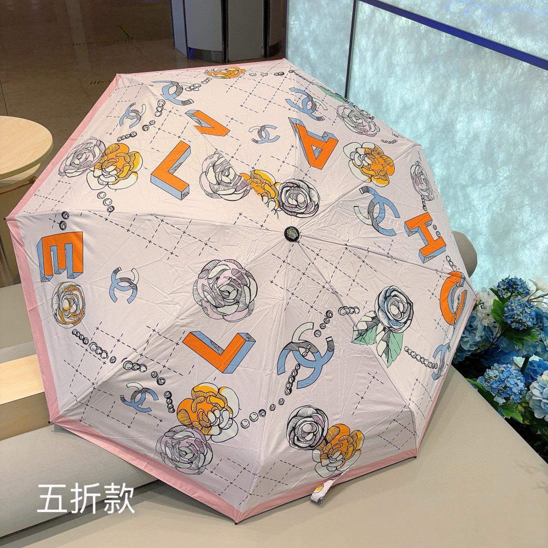  CHANEL（香奈儿）五折手动折叠晴雨伞 选用台湾进口UV防紫外线伞布 原单代工级品质  🌹3色