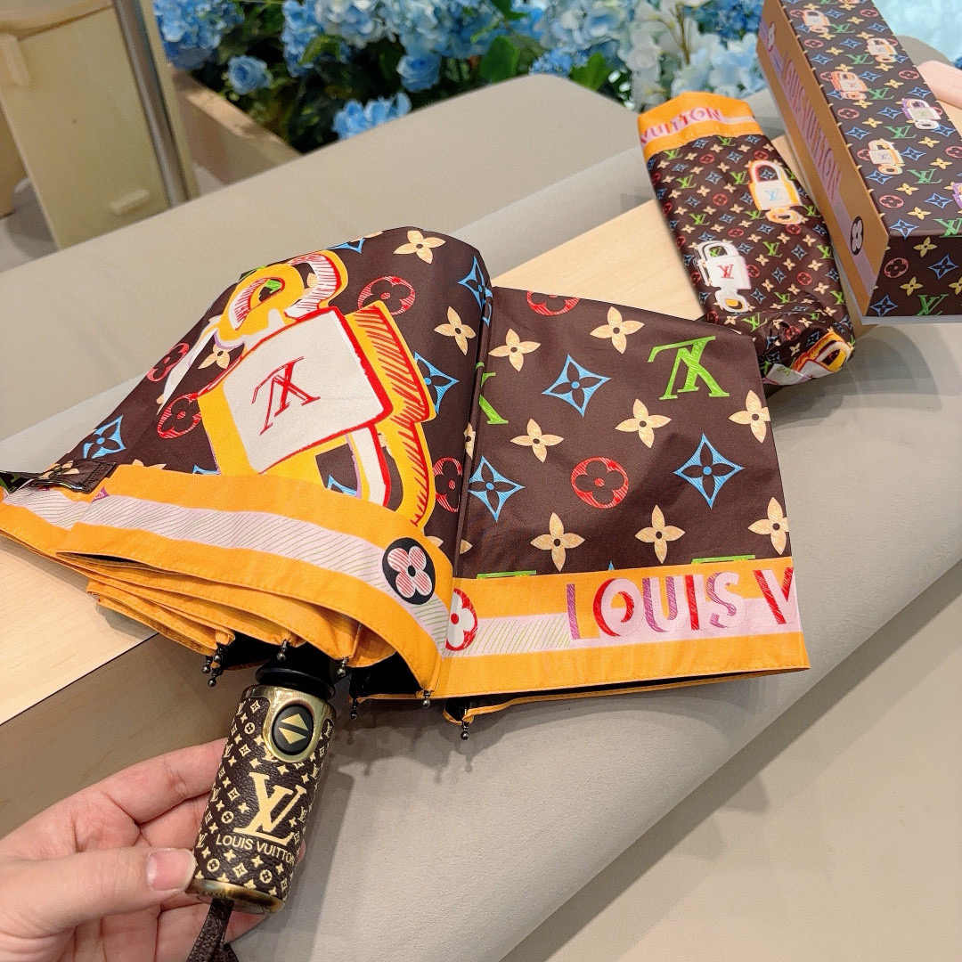 LOUIS VUITTON （路易威登）新款 三折自动折叠晴雨伞 新涂层技术深色伞面 拥有令人惊喜的遮光