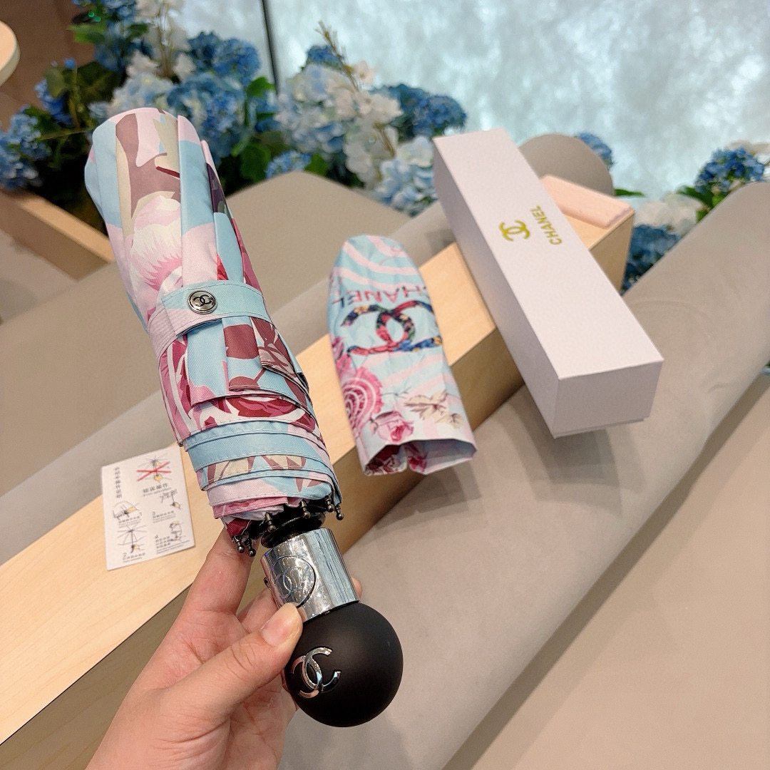  CHANEL（香奈儿）三折自动折叠晴雨伞 选用台湾进口UV防紫外线伞布 原单代工级品质 2色