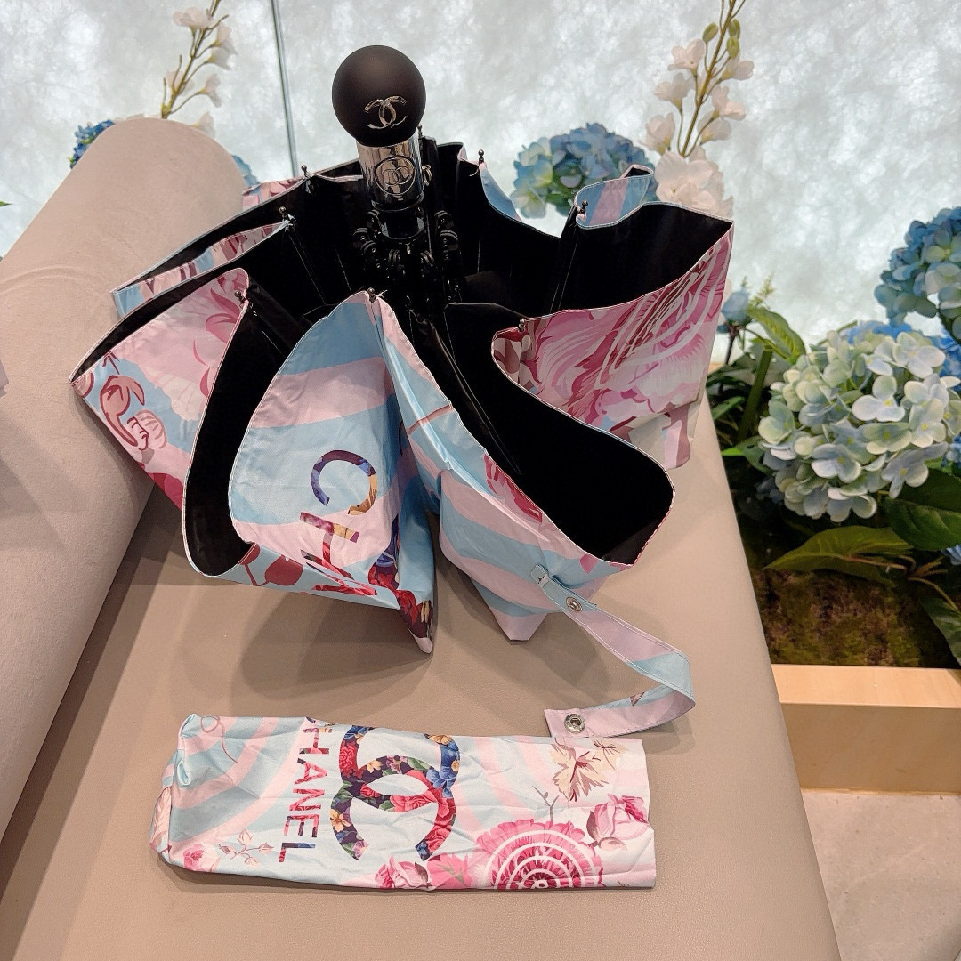  CHANEL（香奈儿）三折自动折叠晴雨伞 选用台湾进口UV防紫外线伞布 原单代工级品质 2色