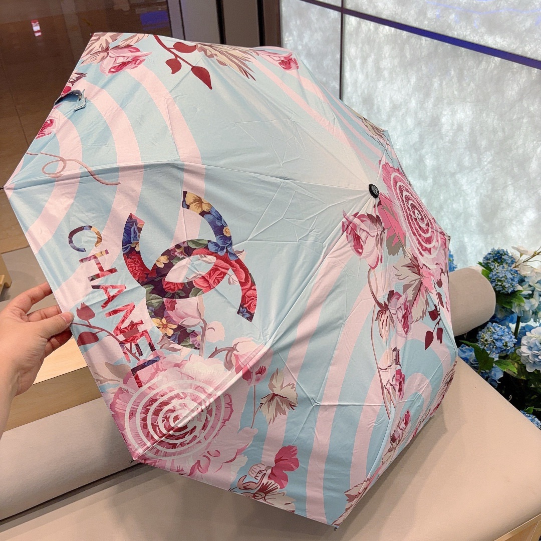  CHANEL（香奈儿）三折自动折叠晴雨伞 选用台湾进口UV防紫外线伞布 原单代工级品质 2色