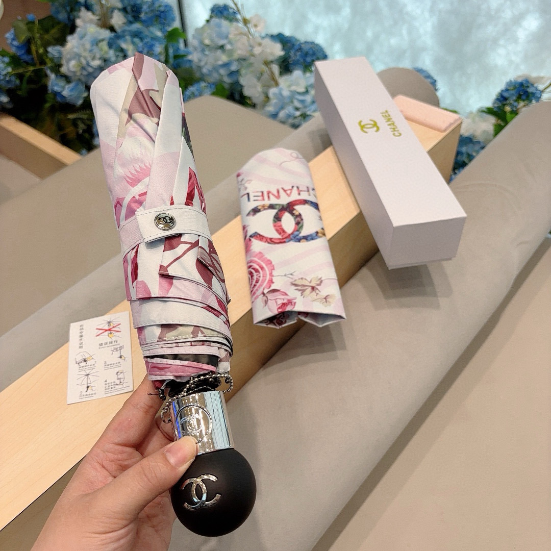 CHANEL（香奈儿）三折自动折叠晴雨伞 选用台湾进口UV防紫外线伞布 原单代工级品质 2色