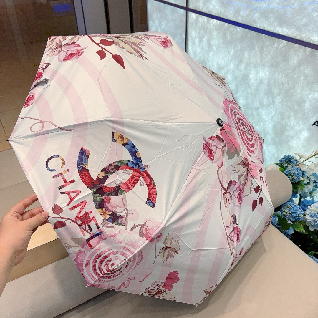  CHANEL（香奈儿）三折自动折叠晴雨伞 选用台湾进口UV防紫外线伞布 原单代工级品质 2色