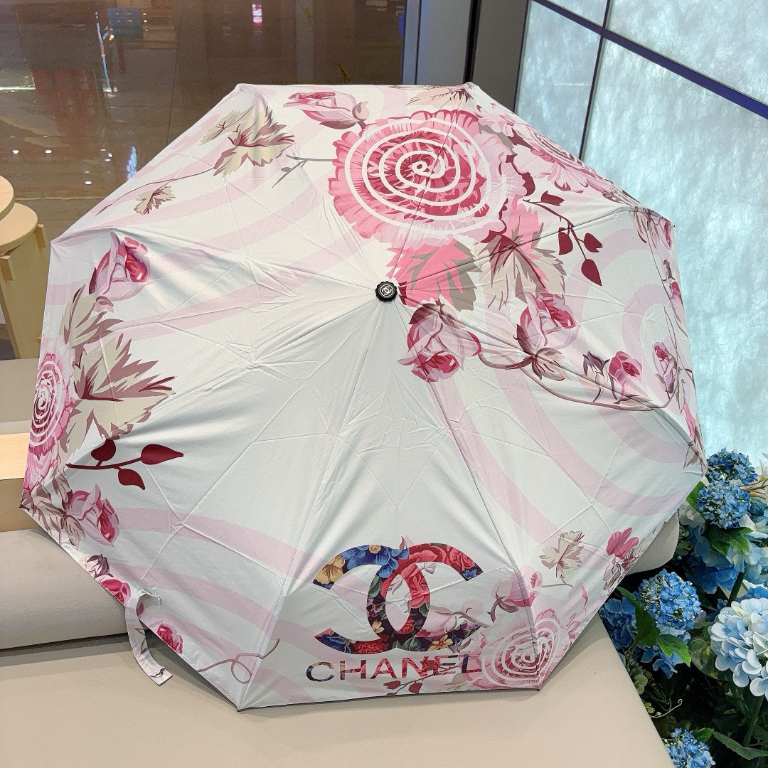  CHANEL（香奈儿）三折自动折叠晴雨伞 选用台湾进口UV防紫外线伞布 原单代工级品质 2色