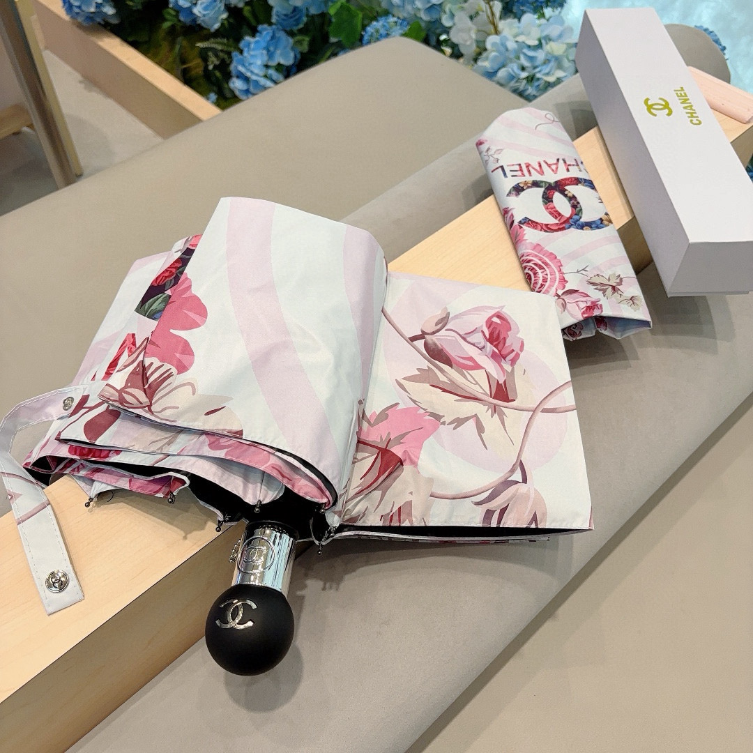  CHANEL（香奈儿）三折自动折叠晴雨伞 选用台湾进口UV防紫外线伞布 原单代工级品质 2色