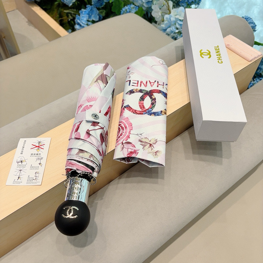  CHANEL（香奈儿）三折自动折叠晴雨伞 选用台湾进口UV防紫外线伞布 原单代工级品质 2色
