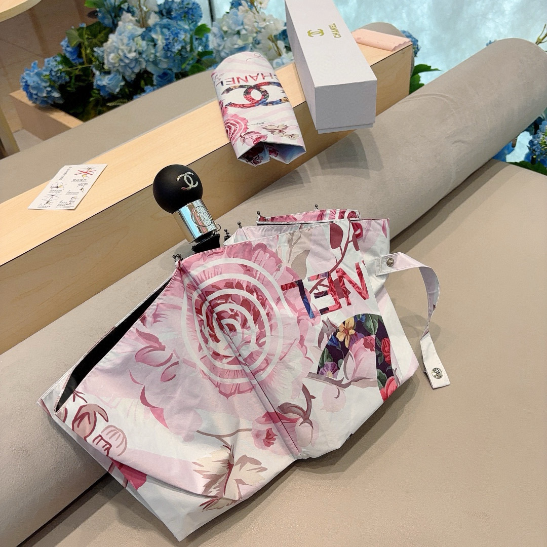  CHANEL（香奈儿）三折自动折叠晴雨伞 选用台湾进口UV防紫外线伞布 原单代工级品质 2色