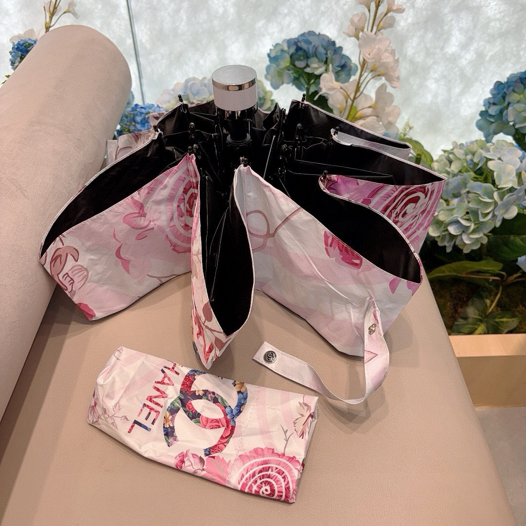  CHANEL（香奈儿）五折手动折叠晴雨伞 选用台 湾进口UV防紫外线伞布 原单代工级品质  🌹2色