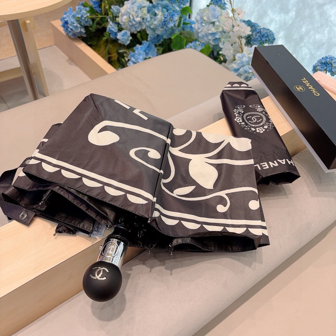  CHANEL（香奈儿）三折自动折叠晴雨伞 选用台湾进口UV防紫外线伞布 原单代工级品质 2色